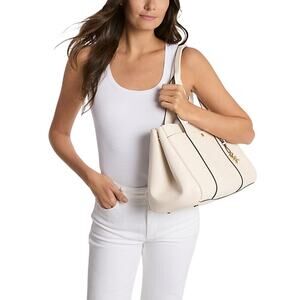 MICHAEL KORS $358 Romee Large Pebbled Leather Cream Tote Bag